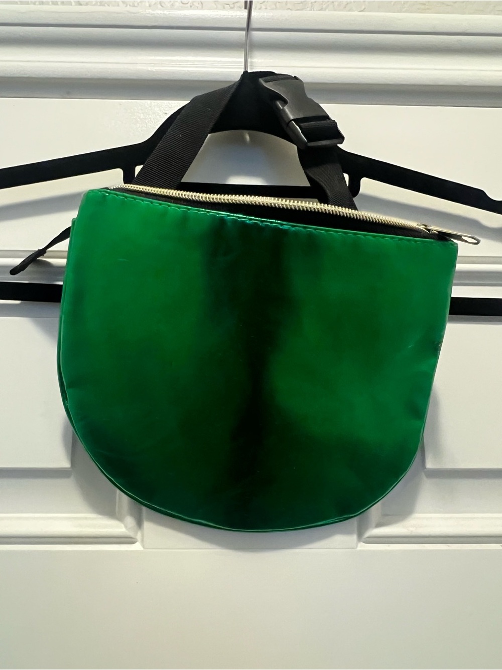 Emerald Green Satin Zip Crossbody Fannypack/Clutch
